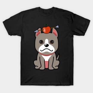 Cute grey dog has an apple and arrow on head T-Shirt